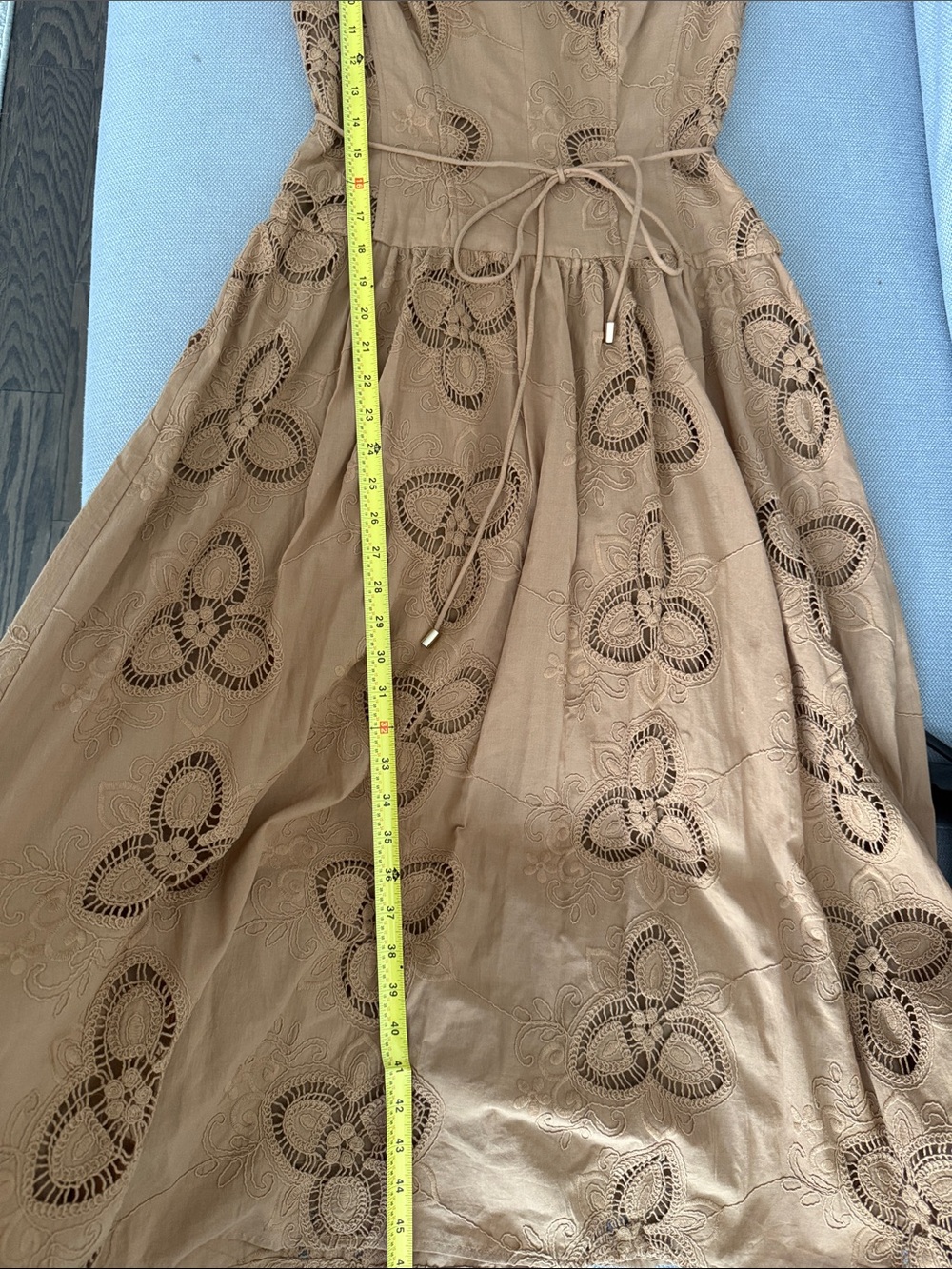 Anne Klein Sleeveless Embroidered Midi Dress in Tan - Picture 11 of 15